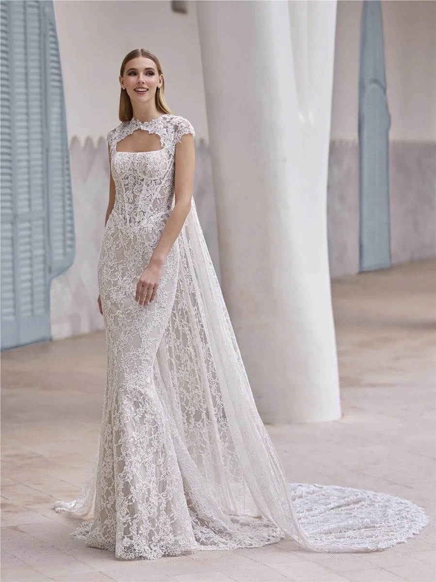 MOTT Mermaid dress with square neckline and detachable overskirt 3 MOTT Mermaid dress with square neckline and detachable overskirt
