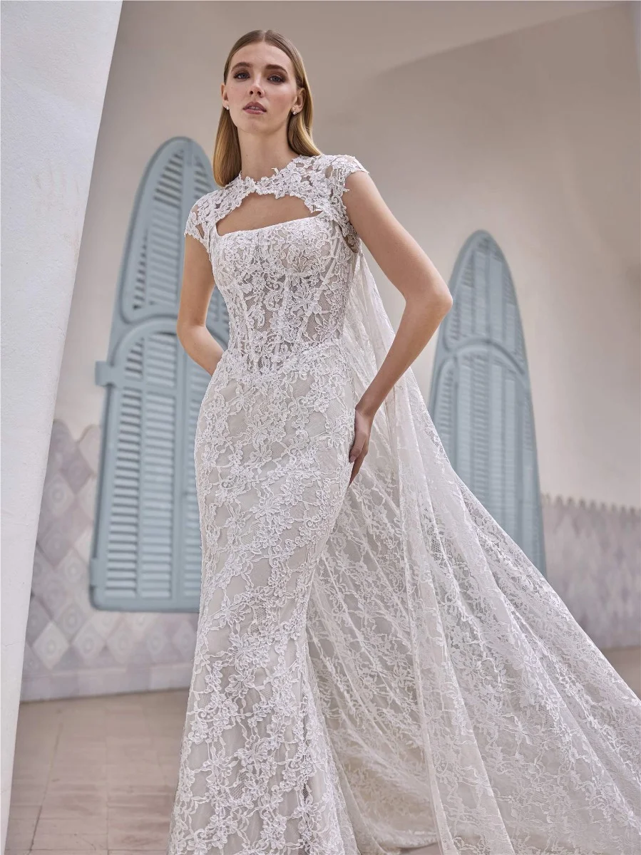 MOTT Mermaid dress with square neckline and detachable overskirt 4 MOTT Mermaid dress with square neckline and detachable overskirt