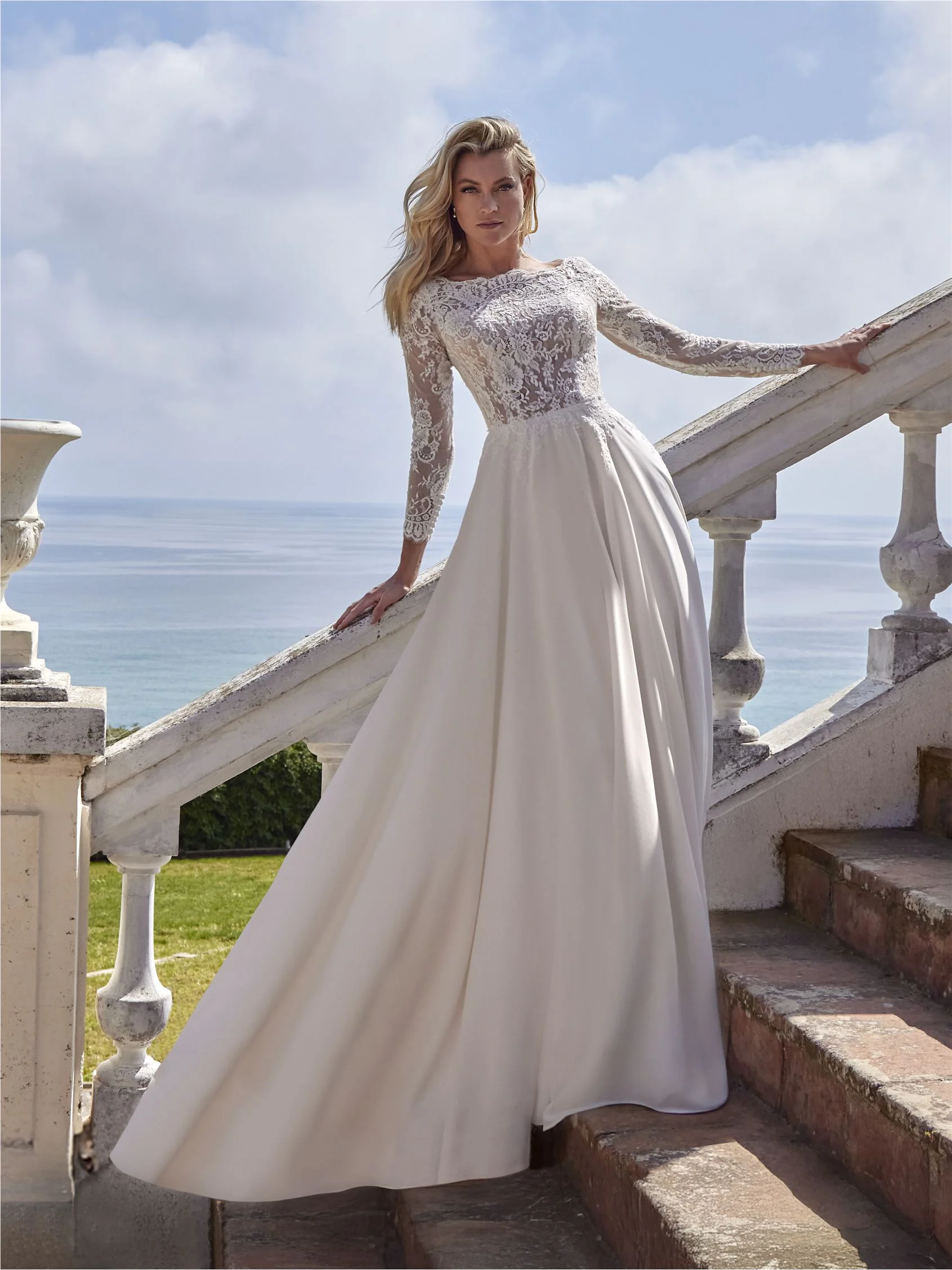 DANYAH A-line dress with bateau neckline, long sleeves 1 DANYAH A-line dress with bateau neckline, long sleeves