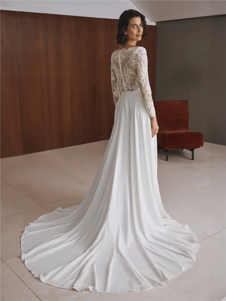 DANYAH A-line dress with bateau neckline, long sleeves 2 DANYAH A-line dress with bateau neckline, long sleeves