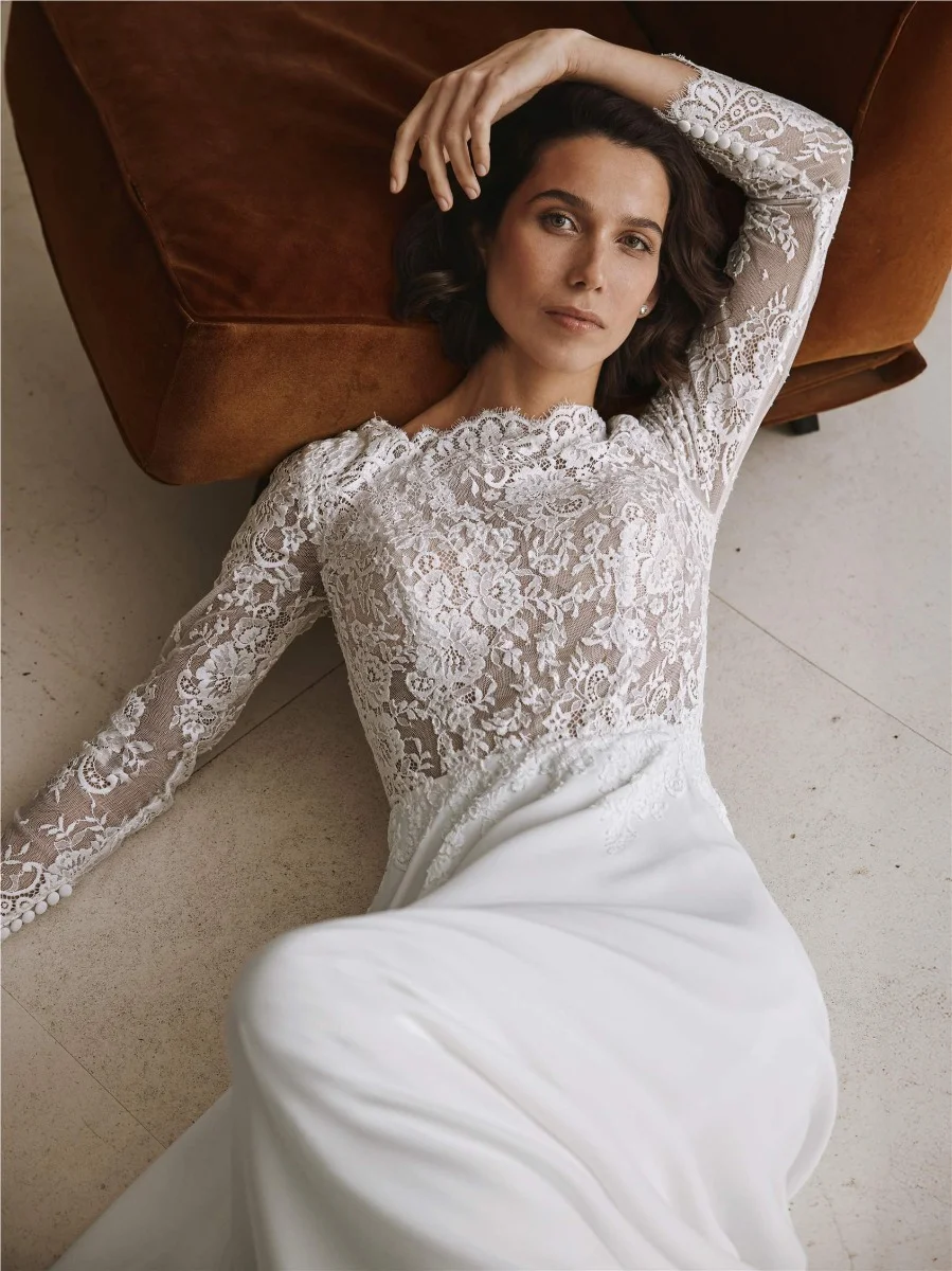 DANYAH A-line dress with bateau neckline, long sleeves 3 DANYAH A-line dress with bateau neckline, long sleeves