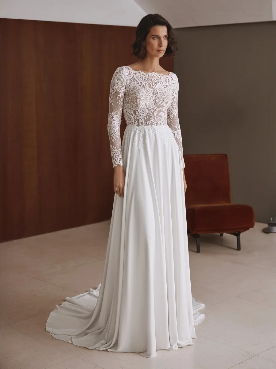 DANYAH A-line dress with bateau neckline, long sleeves 5 DANYAH A-line dress with bateau neckline, long sleeves