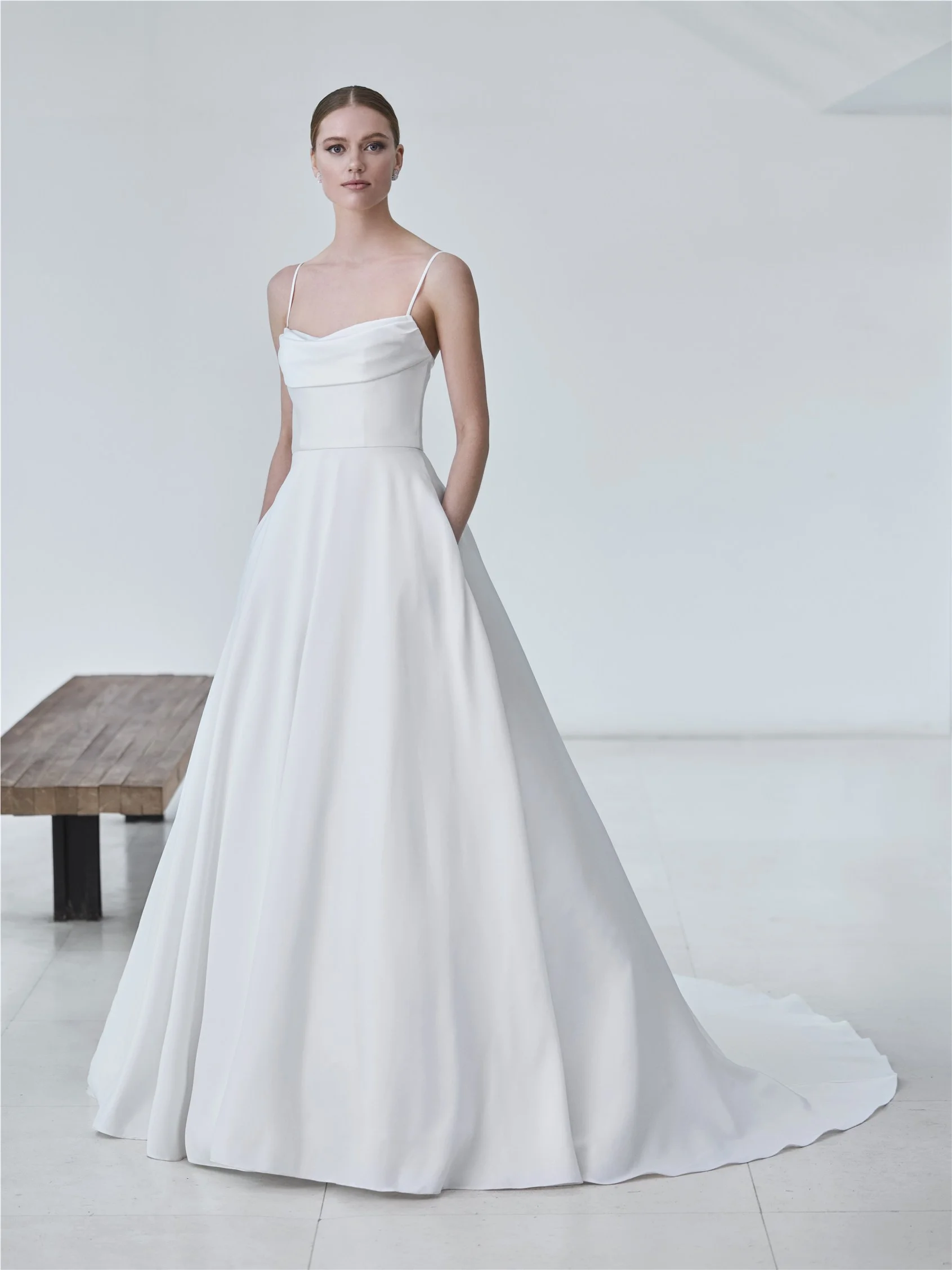 MARELLIA A-line dress with draped neckline 1 MARELLIA A-line dress with draped neckline