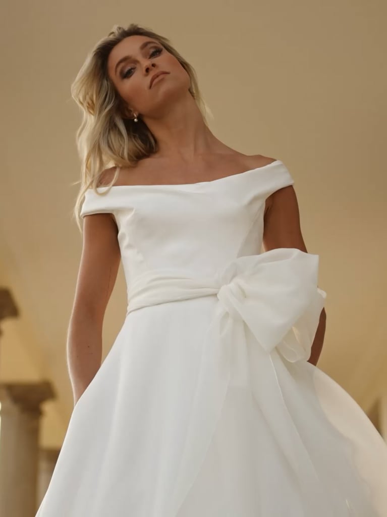 SAWAI A-line dress with bateau neckline with detachable flower 7 SAWAI A-line dress with bateau neckline with detachable flower