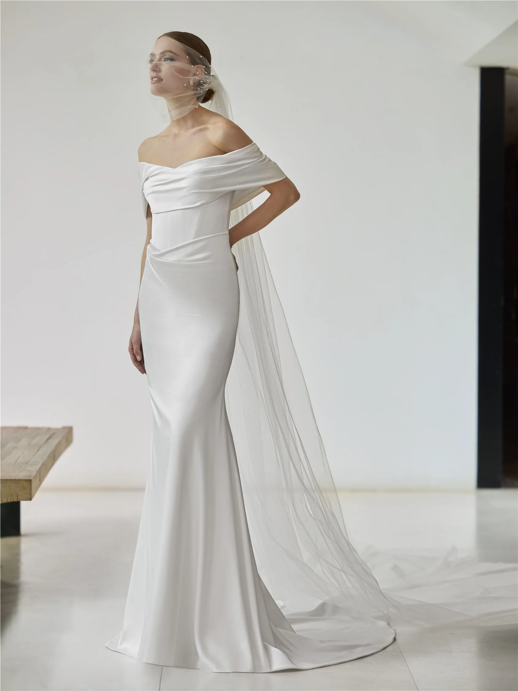 LEIGHT Mermaid dress with off-the-shoulders neckline 1 LEIGHT Mermaid dress with off-the-shoulders neckline