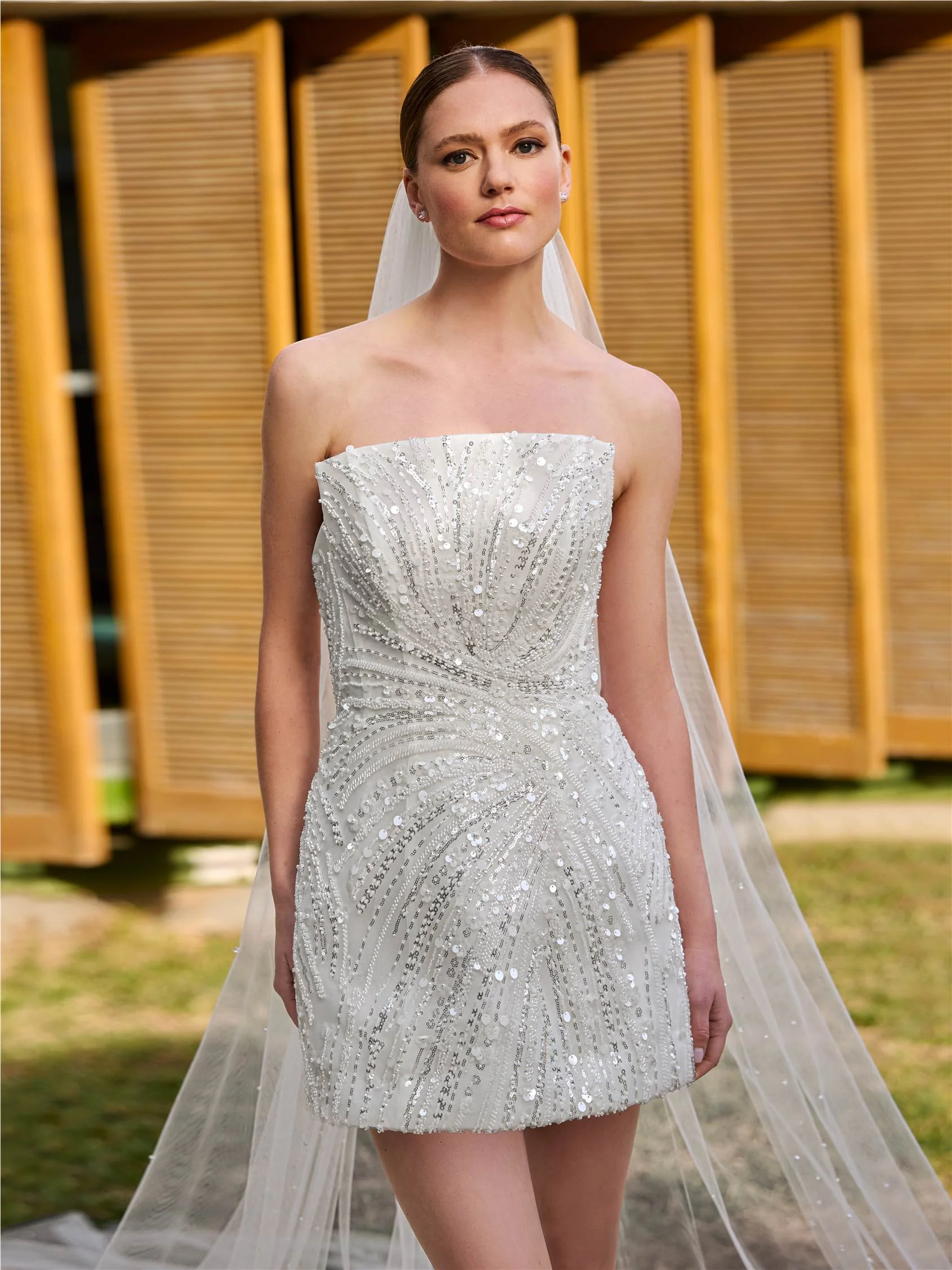 ARROYN Short strapless dress with rhinestones 1 ARROYN Short strapless dress with rhinestones