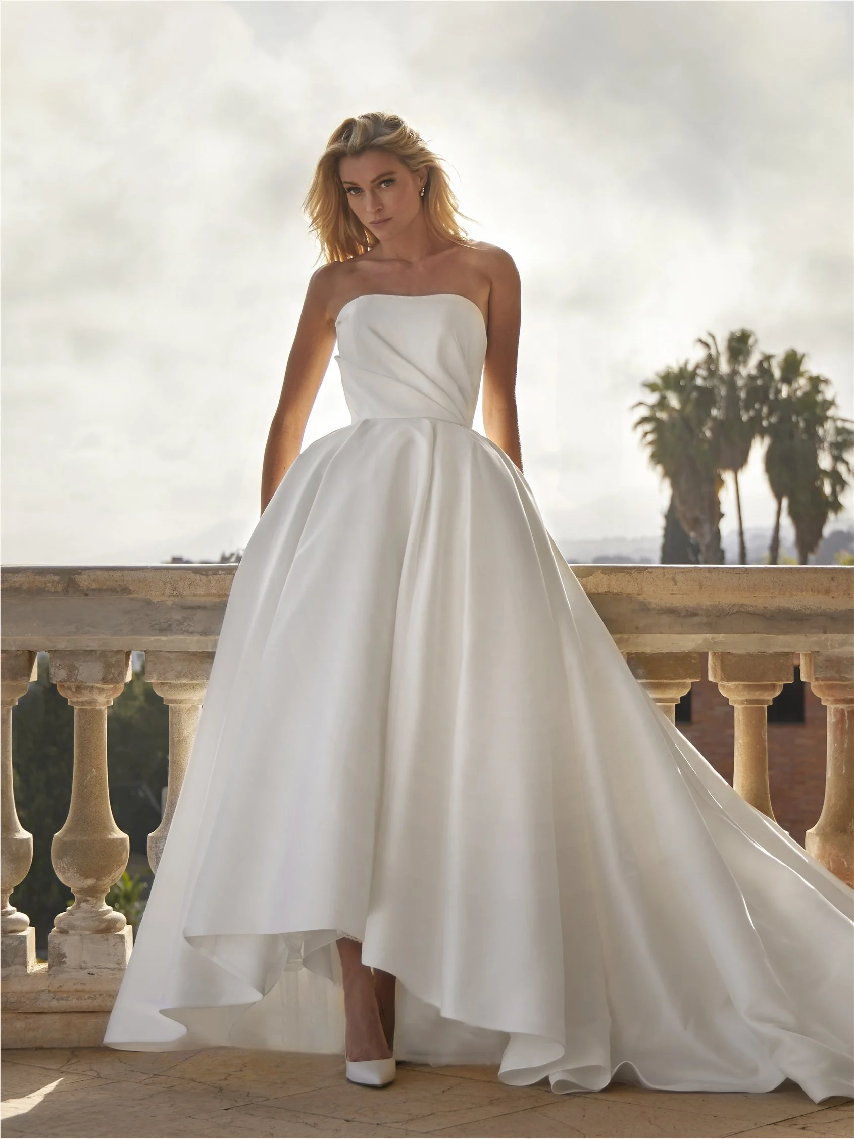 SEBASTIANA Princess midi dress with strapless neckline