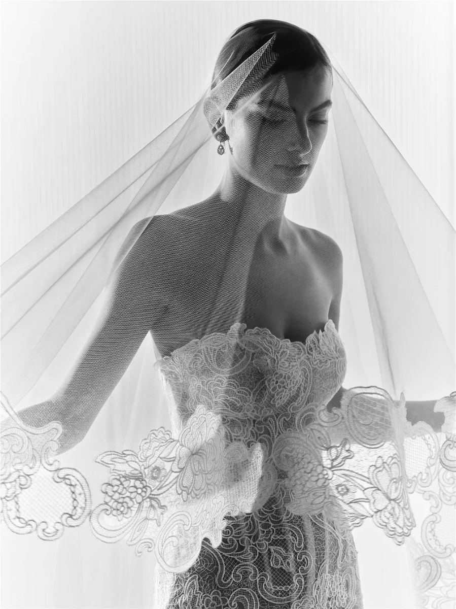 V-CERELISE Tulle veil with lace trim 3 V-CERELISE Tulle veil with lace trim