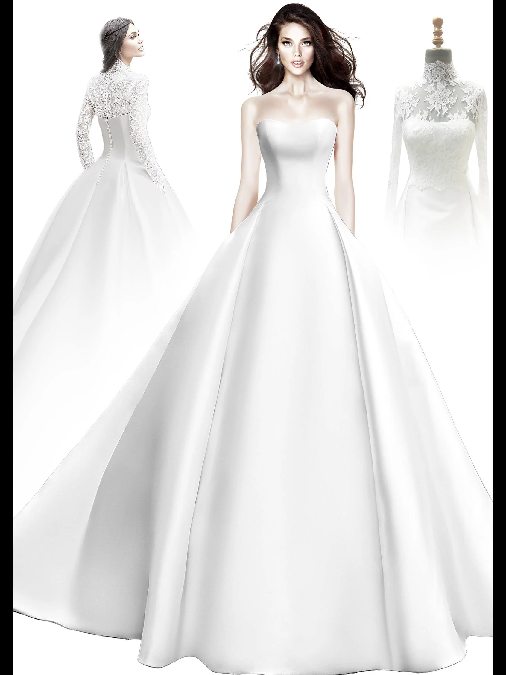 LORELIA Princess dress with sweetheart neckline in mikado 1 LORELIA Princess dress with sweetheart neckline in mikado