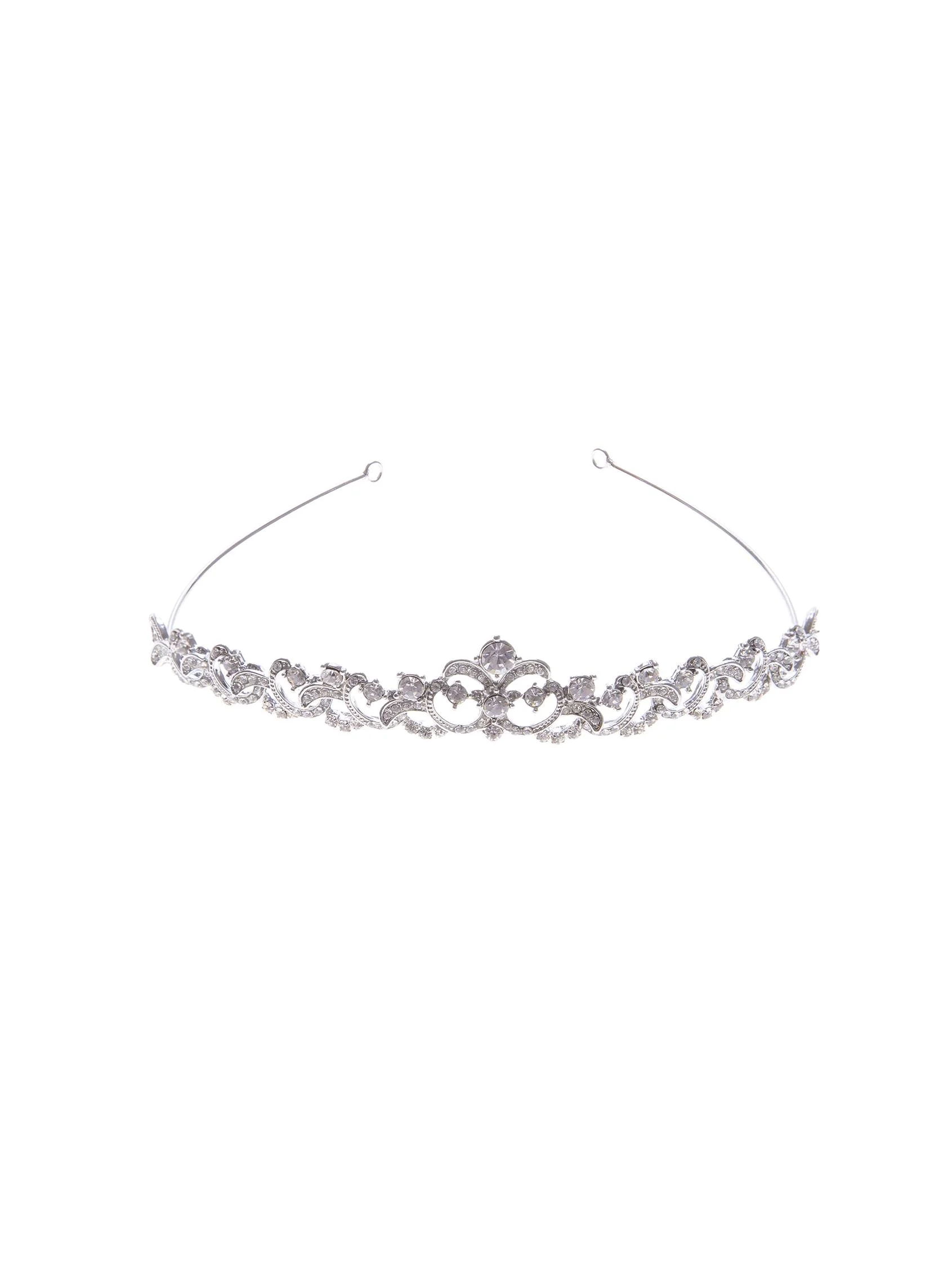 T2-2669 Soft satin headress with chantilly and rhinestones