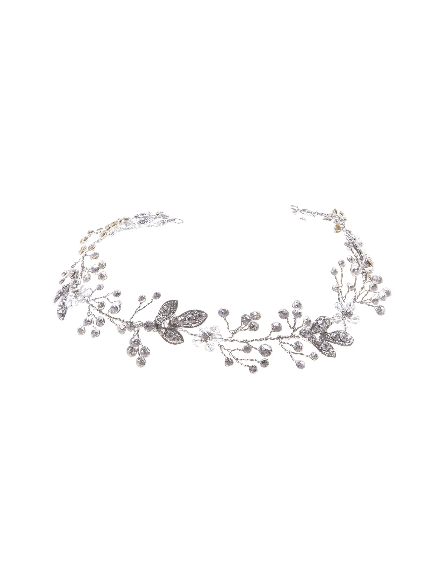T9-2407 Soft satin headress with chantilly and rhinestones