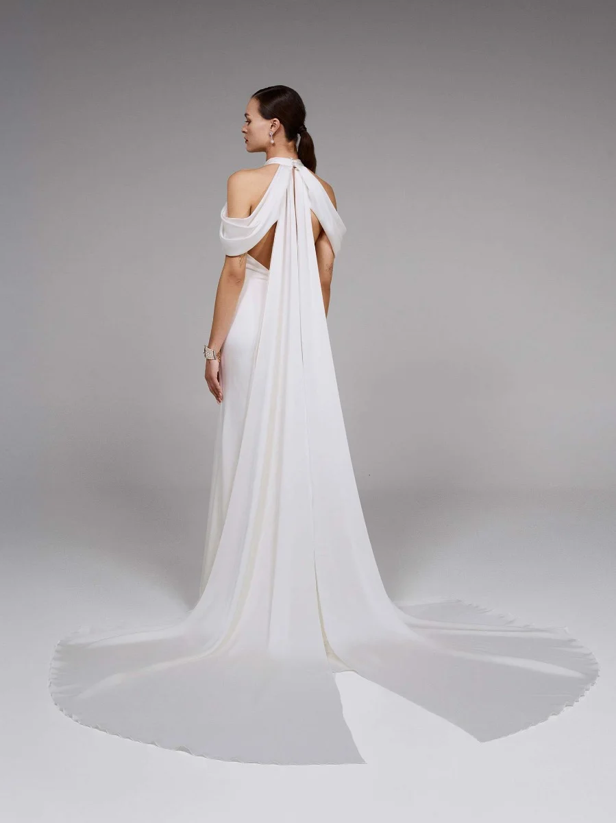 ELVINIA Sheath wedding dress with high neckline