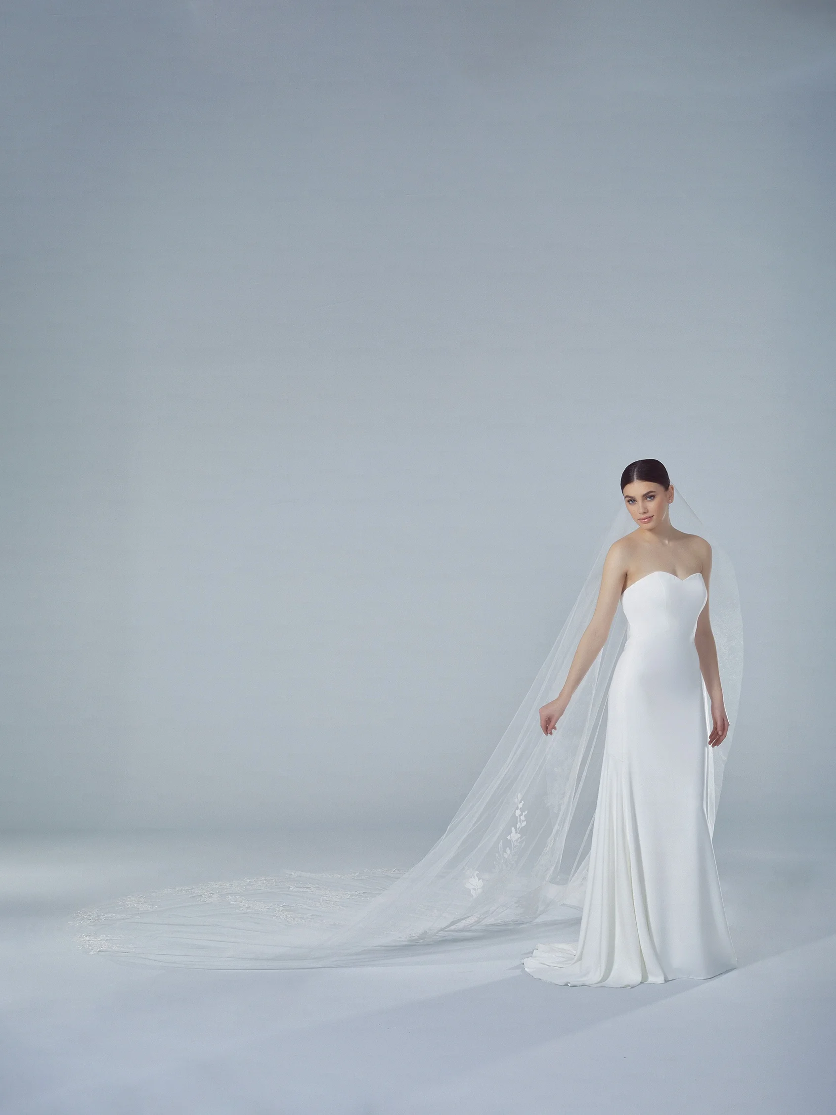 V-LA41 Tulle veil with lace and rhinestones